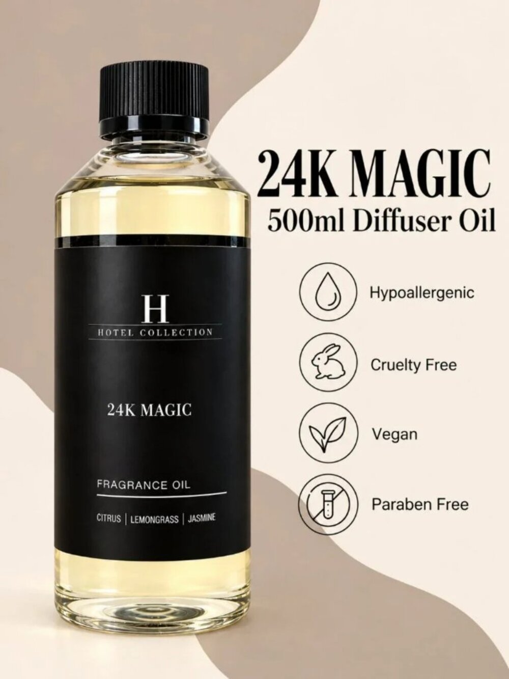 24k Magic 500ml Luxury Diffuser Oil - Brand New .